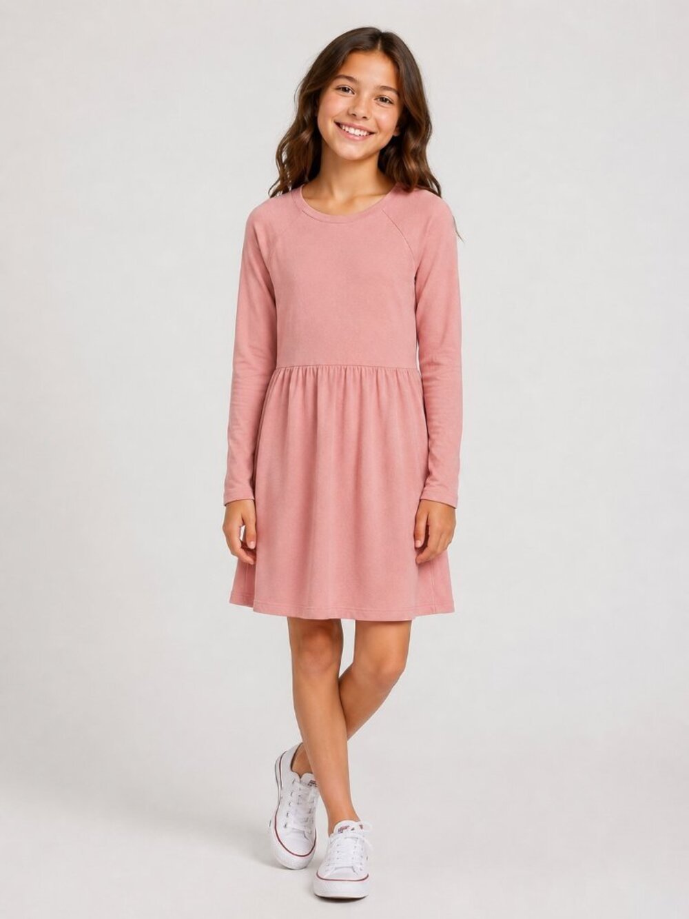 Old Navy Girls XL 14-16 Pink Adobe Long Sleeve Skater Dress NWT